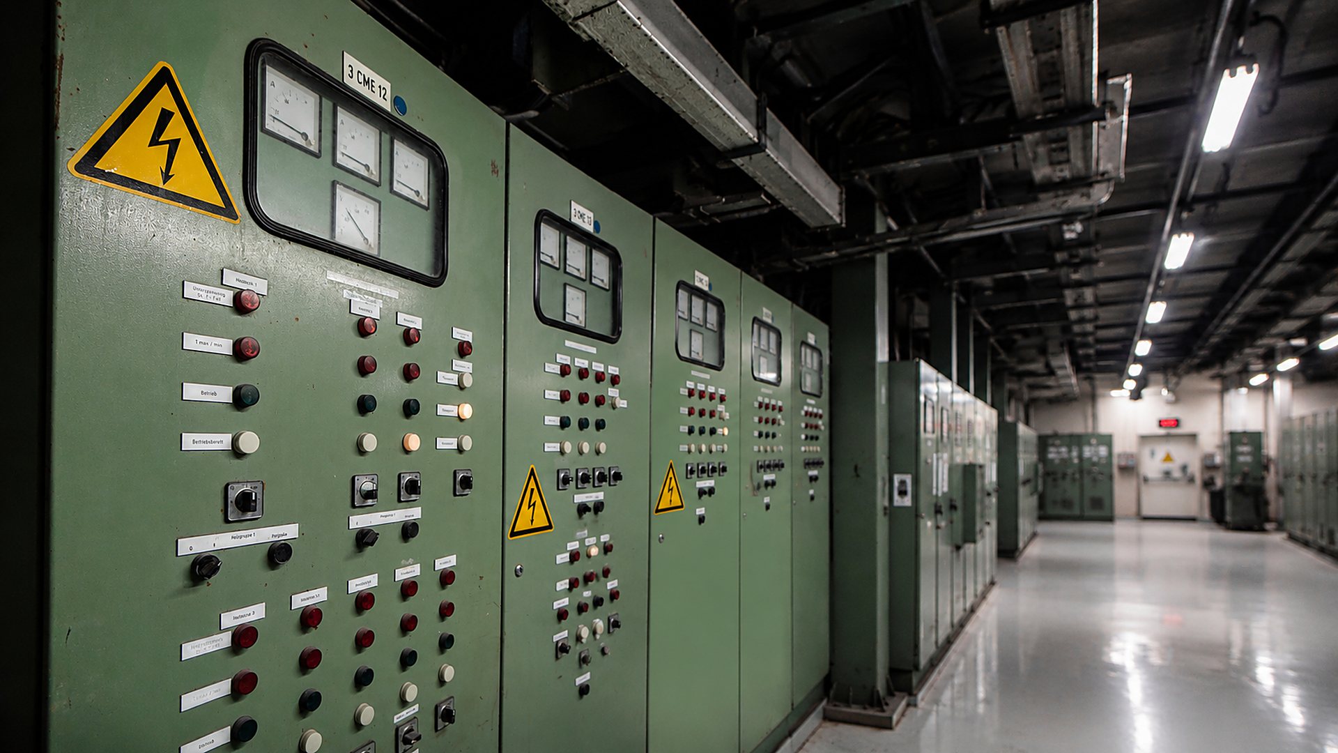 corredor de sala de quadros eletricos