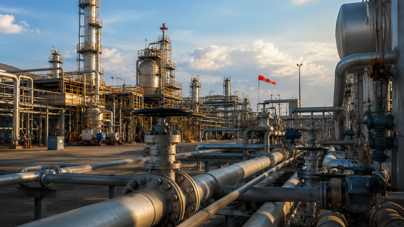 Tubagens e unidades de processo numa instalacao de petroleo e gas
